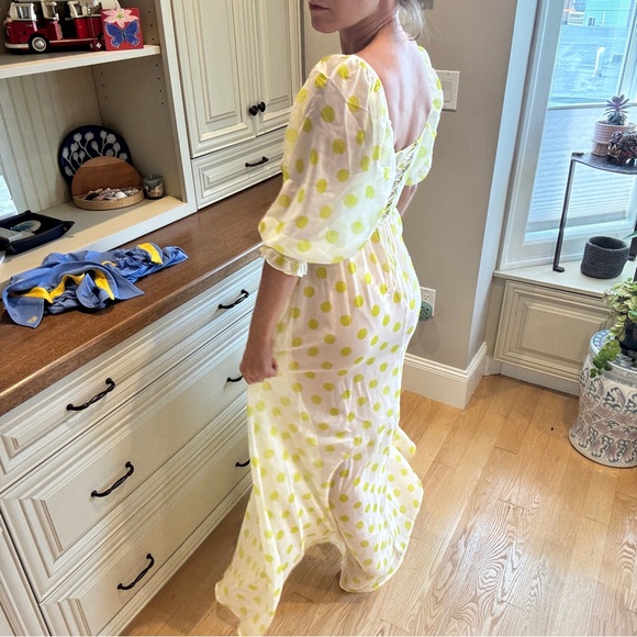 For Love And Lemons White and Yellow Polka Dot Dress - Picture 3 of 4